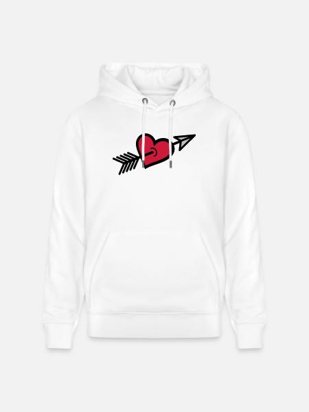 Arrow shot through heart - Stanley/Stella CRUISER Unisex Organic Hoodie - white