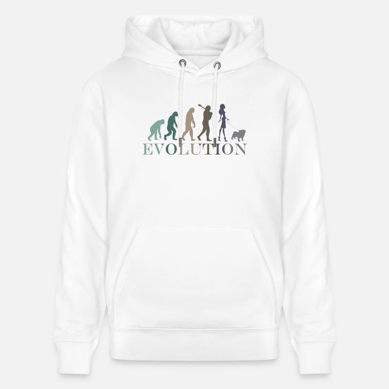 Evolution Mops Weiblich Retro Minimalismus - Stanley/Stella Unisex Bio-Hoodie CRUISER  - Weiß