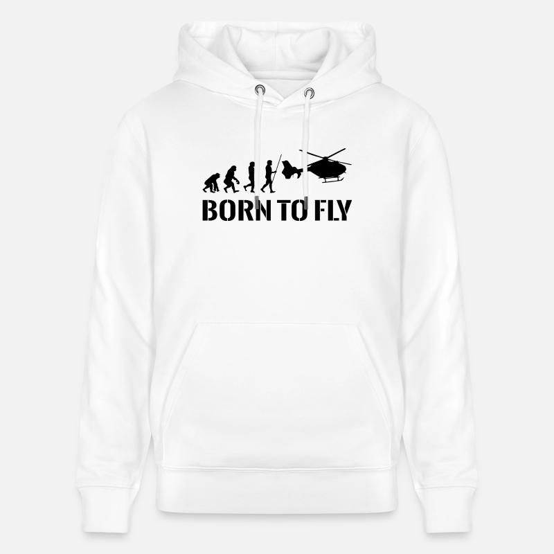 Hubschrauber Pilot Evolution Geschenkidee - Stanley/Stella Unisex Bio-Hoodie CRUISER  - Weiß