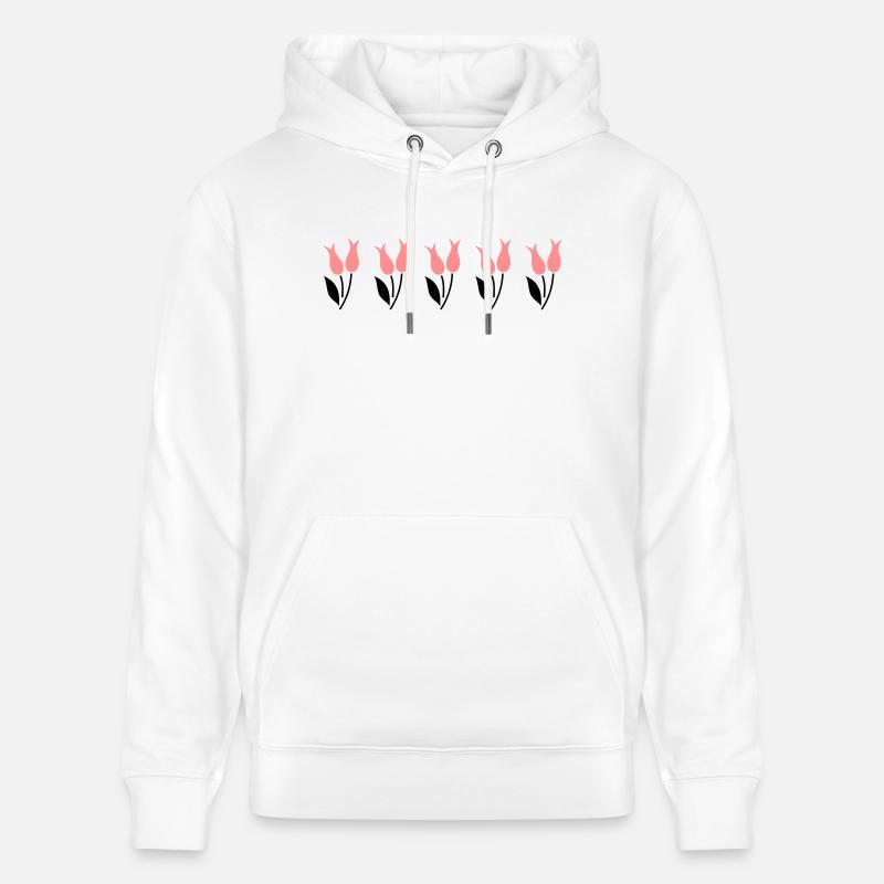 Tulipes dans une rangée - rose - Sweat à capuche bio CRUISER Stanley/Stella Unisexe - blanc