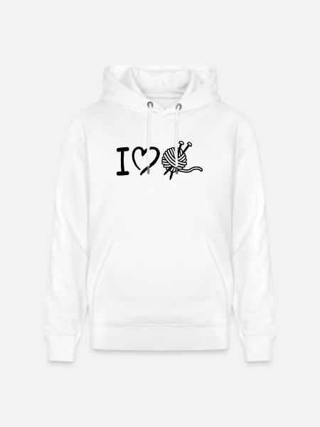 I love Knitting - Stanley/Stella CRUISER Unisex Organic Hoodie - white