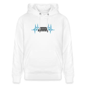 Puls Herzschlag Gleis - Stanley/Stella Unisex Bio-Hoodie CRUISER  - Weiß - Vorne - Alina (178cm) & Michal (187cm)