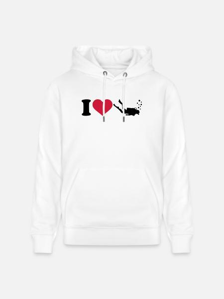 I love Diving - Stanley/Stella CRUISER Unisex Organic Hoodie - white