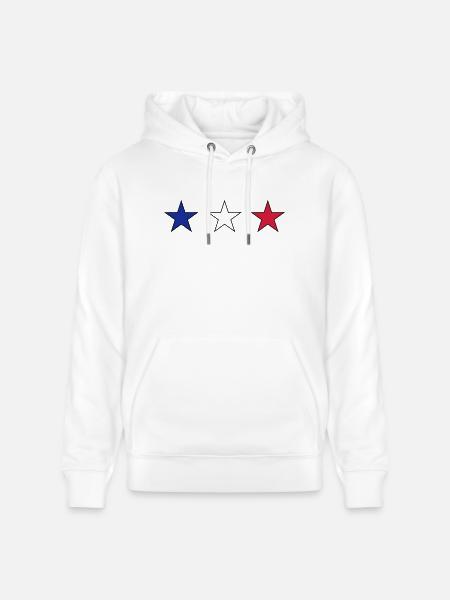 France three stars in blue-white-red - Stanley/Stella CRUISER Unisex Organic Hoodie - white