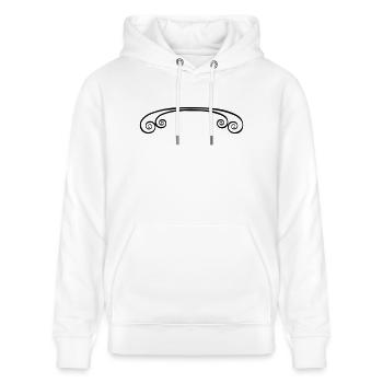 Schwarzer Dekorativer Unterstrich - Stanley/Stella Unisex Bio-Hoodie CRUISER  - Weiß - Vorne - Alina (178cm) & Michal (187cm)