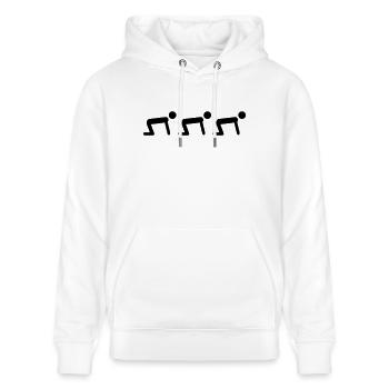 untertanen beten sklaven - Stanley/Stella Unisex Bio-Hoodie CRUISER  - Weiß - Vorne - Alina (178cm) & Michal (187cm)