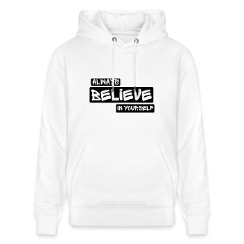 Glauben - Stanley/Stella Unisex Bio-Hoodie CRUISER  - Weiß - Vorne - Alina (178cm) & Michal (187cm)