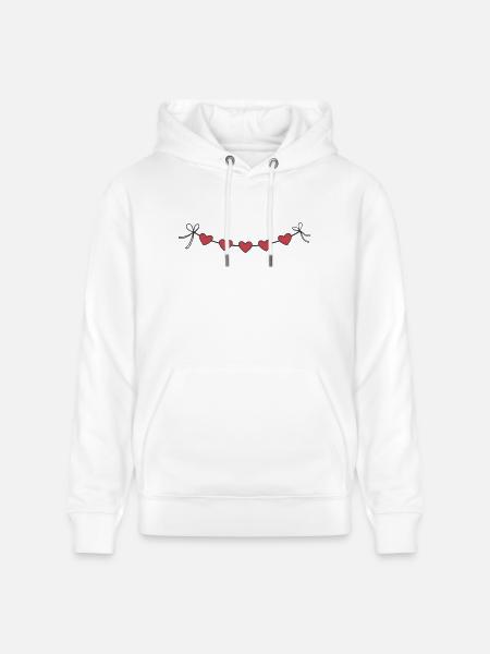 Heart Garland Garland Hearts - Stanley/Stella CRUISER Unisex Organic Hoodie - white