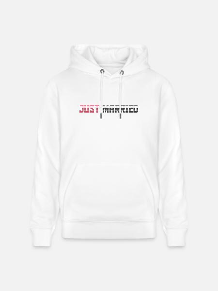Just Married texte Logo Design - Sweat à capuche bio CRUISER Stanley/Stella Unisexe - blanc