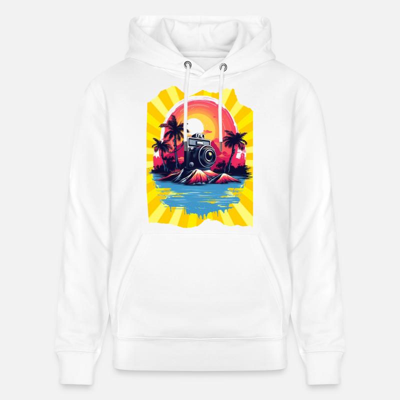 Capture du coucher du soleil - Sweat à capuche bio CRUISER Stanley/Stella Unisexe - blanc