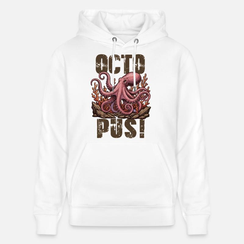 Poulpe Octopus Géant Vintage - Sweat à capuche bio CRUISER Stanley/Stella Unisexe - blanc