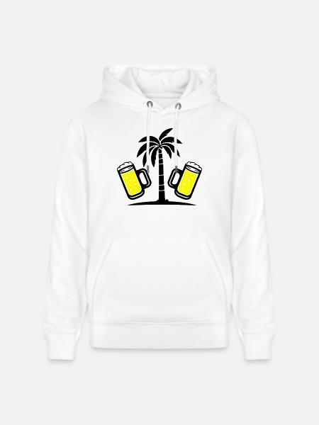 Beer Palm Trees Holiday - Stanley/Stella CRUISER Unisex Organic Hoodie - white