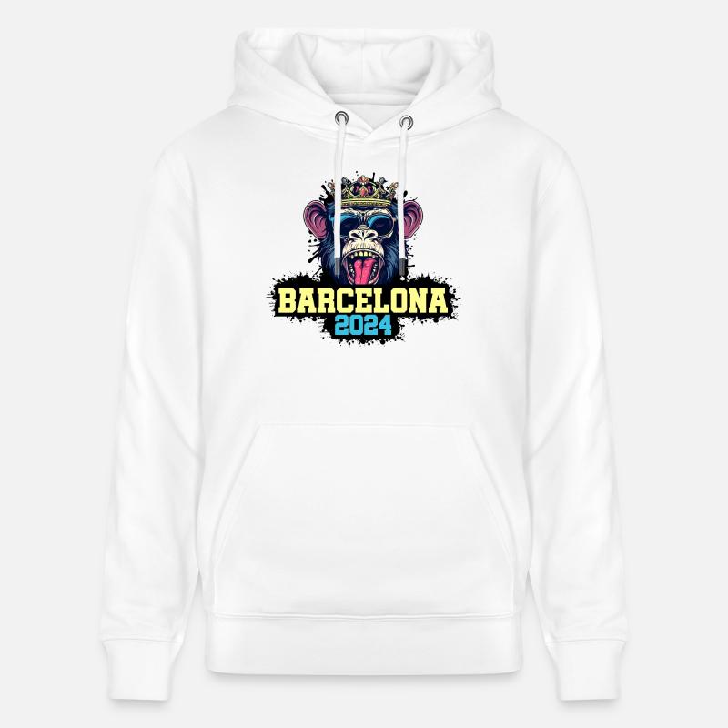 Singe de Barcelone 2024 - Sweat à capuche bio CRUISER Stanley/Stella Unisexe - blanc