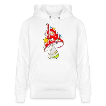 Roter Pilz - Fliegenpilz - Stanley/Stella Unisex Bio-Hoodie CRUISER  - Weiß - Vorne - Alina (178cm) & Michal (187cm)
