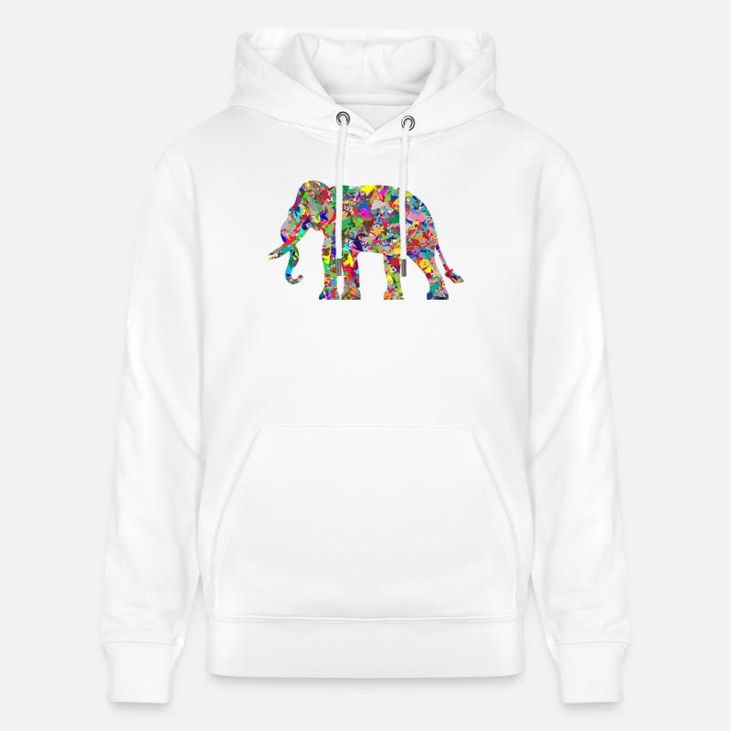Elefant bunte Farbkleckse Geschenk Geschenkidee - Stanley/Stella Unisex Bio-Hoodie CRUISER  - Weiß