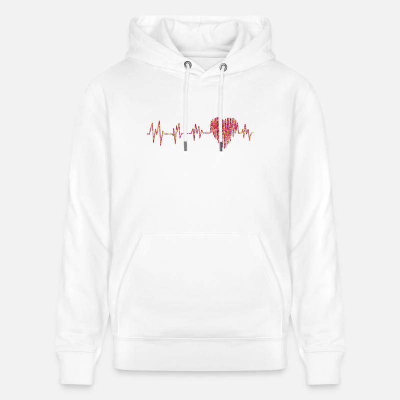 ECG avec de petits coeurs - Sweat à capuche bio CRUISER Stanley/Stella Unisexe - blanc