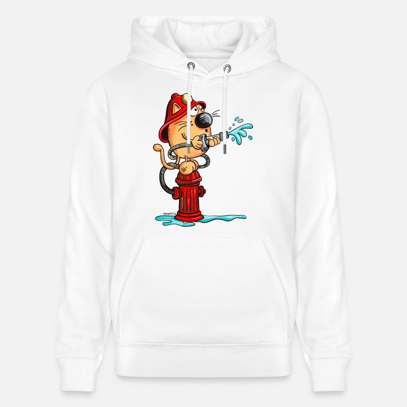 Pompier Chat - Sweat à capuche bio CRUISER Stanley/Stella Unisexe - blanc