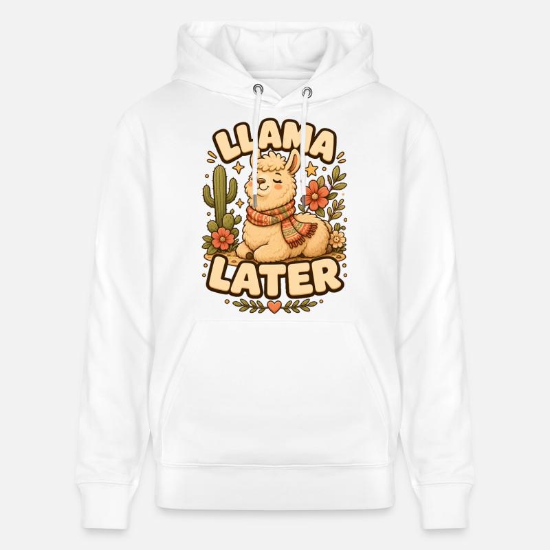 Lama Plus tard Lama - Sweat à capuche bio CRUISER Stanley/Stella Unisexe - blanc