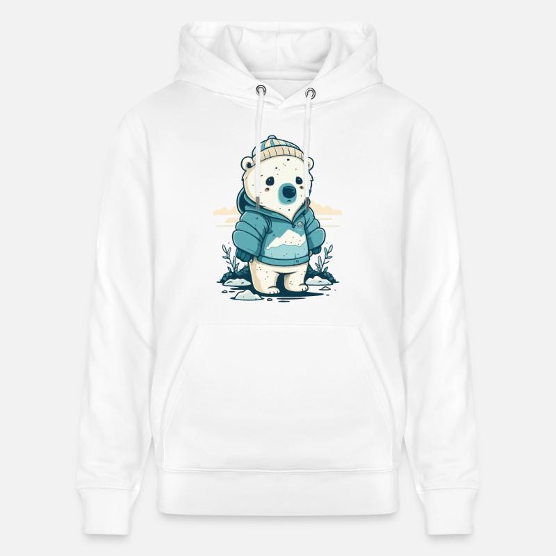 Petit ours polaire solitaire - Sweat à capuche bio CRUISER Stanley/Stella Unisexe - blanc
