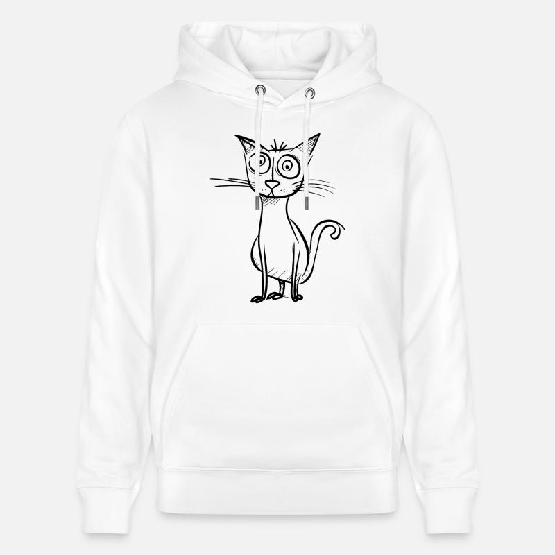 Étrange chat de dessin animé - Sweat à capuche bio CRUISER Stanley/Stella Unisexe - blanc