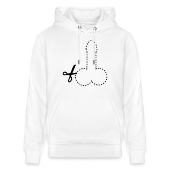 dashed_cut_out_penis_1c - Stanley/Stella Unisex Bio-Hoodie CRUISER  - Weiß - Vorne - Alina (178cm) & Michal (187cm)