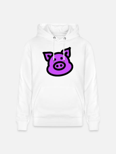 Pig Animal Pink - Stanley/Stella CRUISER Unisex Organic Hoodie - white