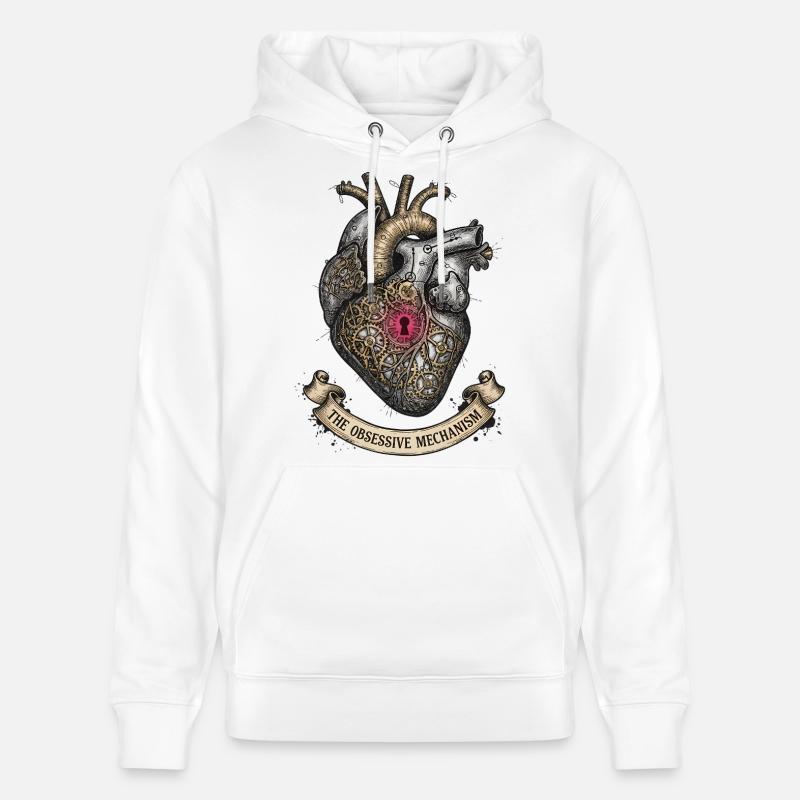 Cœur Steampunk avec Gears Dark Academia - Sweat à capuche bio CRUISER Stanley/Stella Unisexe - blanc