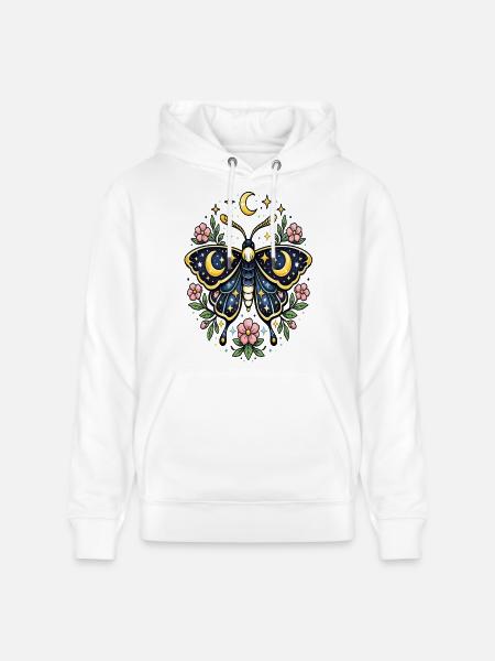 Papillon céleste lune fleurs étoiles - Sweat à capuche bio CRUISER Stanley/Stella Unisexe - blanc