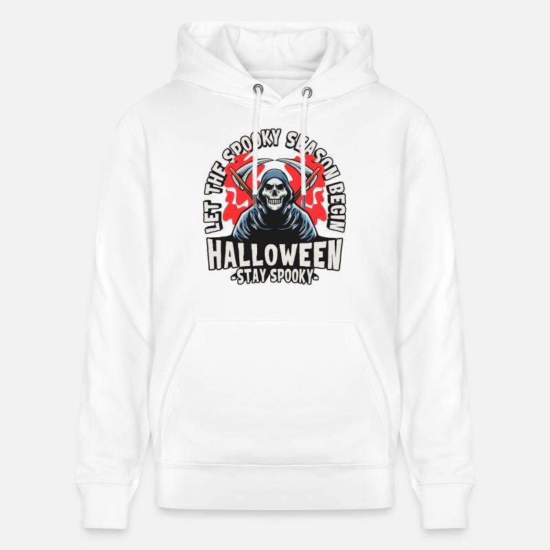 Halloween Grim Reaper Skeleton - Stanley/Stella CRUISER Unisex Organic Hoodie - white