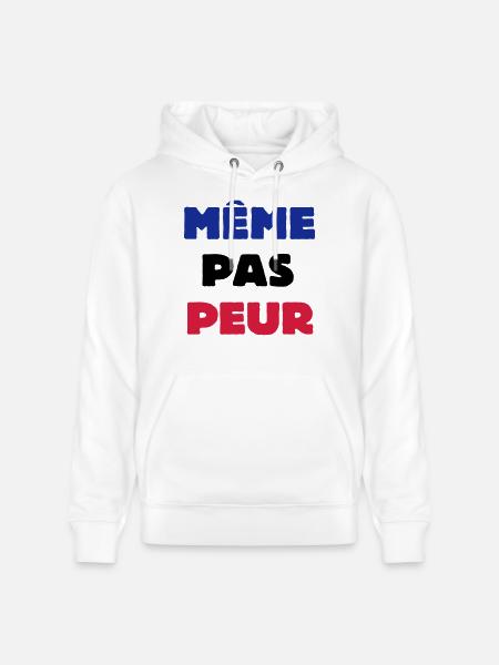 Même pas Peur - Sweat à capuche bio CRUISER Stanley/Stella Unisexe - blanc