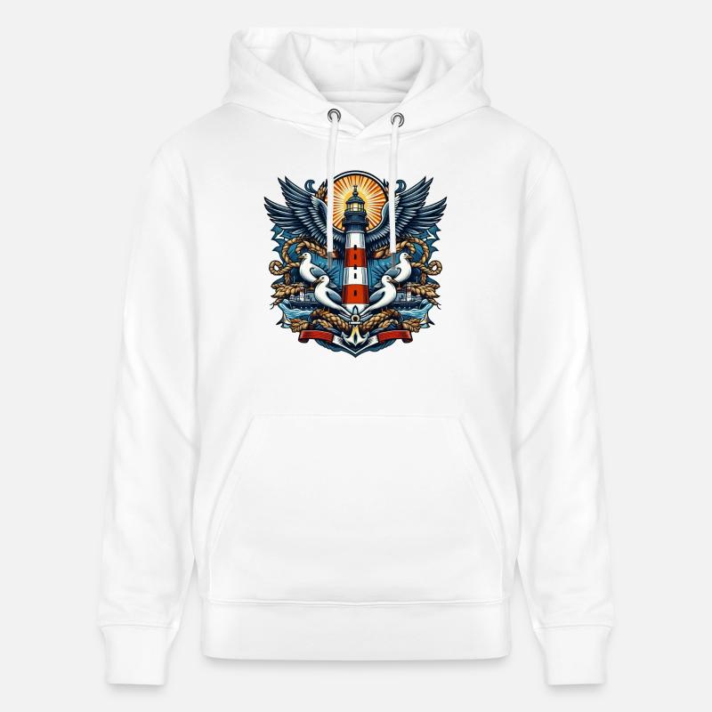 Phare avec des mouettes - Sweat à capuche bio CRUISER Stanley/Stella Unisexe - blanc