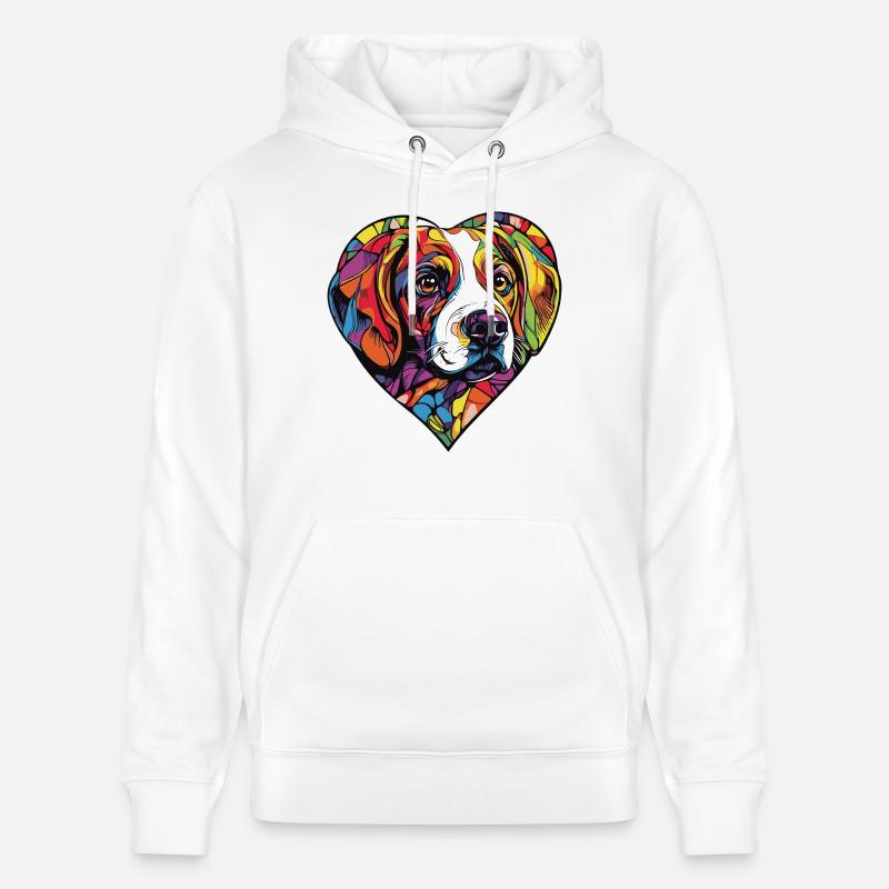 Beagle Chien Coeur Amour - Sweat à capuche bio CRUISER Stanley/Stella Unisexe - blanc