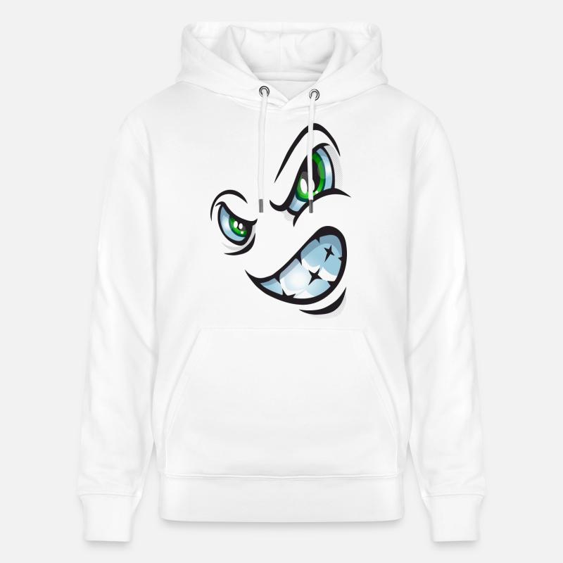 Visage de bande dessinée en colère - Sweat à capuche bio CRUISER Stanley/Stella Unisexe - blanc