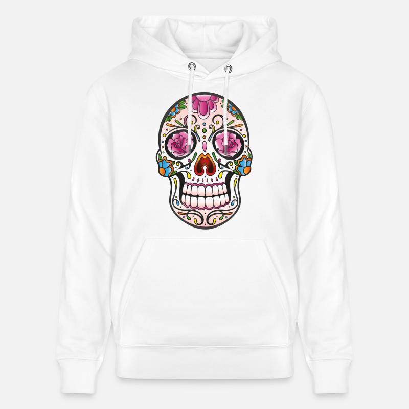 Mexican Sugar Skull, day of the dead - Sweat à capuche bio CRUISER Stanley/Stella Unisexe - blanc