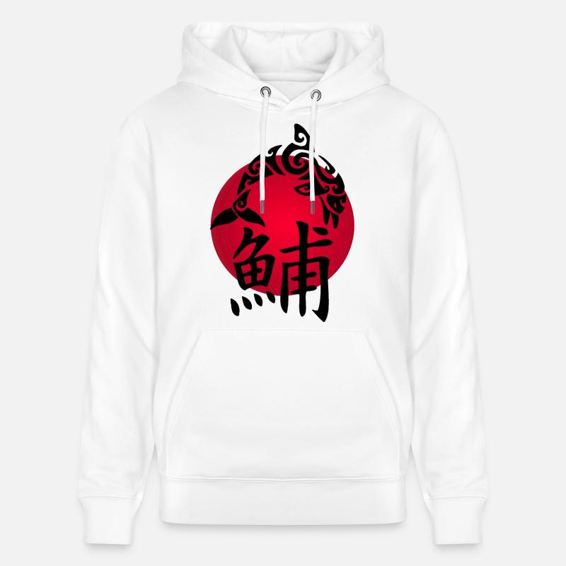 Dauphin noir et soleil rouge - Sweat à capuche bio CRUISER Stanley/Stella Unisexe - blanc