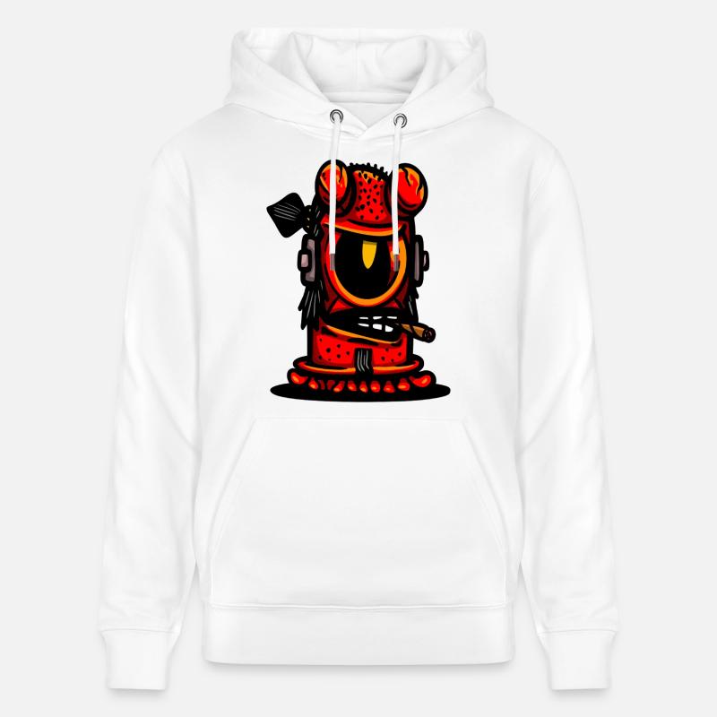 Caricature du Diable Rouge - Sweat à capuche bio CRUISER Stanley/Stella Unisexe - blanc