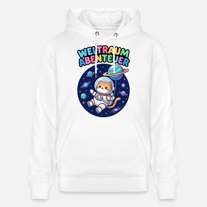 Chat Aventurier de l’Espace - Sweat à capuche bio CRUISER Stanley/Stella Unisexe - blanc