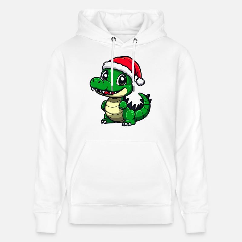 Alligator Noël mignon - Sweat à capuche bio CRUISER Stanley/Stella Unisexe - blanc