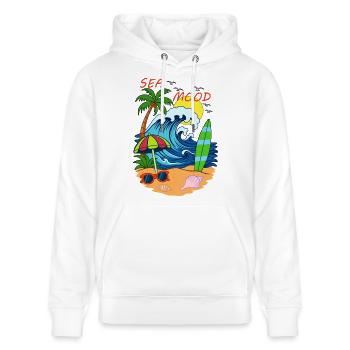Sea Mood – retro summer beach vibe - Stanley/Stella CRUISER Unisex Organic Hoodie - white - Front - Alina (178cm) & Michal (187cm)