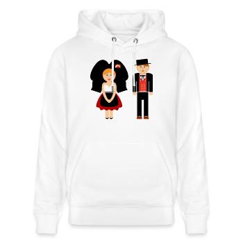 T-shirt Alsace Alsacienne Alsacien #tshirtalsace - Sweat à capuche bio CRUISER Stanley/Stella Unisexe - blanc - Devant - Alina (178cm) & Michal (187cm)