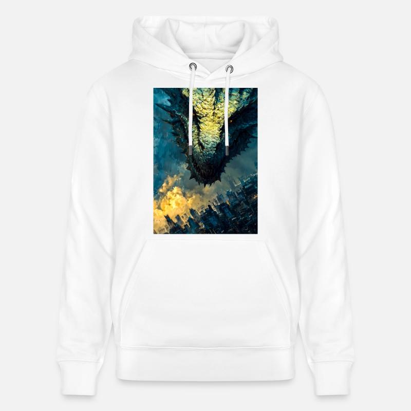 Dragon de tempête sur la ville - Sweat à capuche bio CRUISER Stanley/Stella Unisexe - blanc