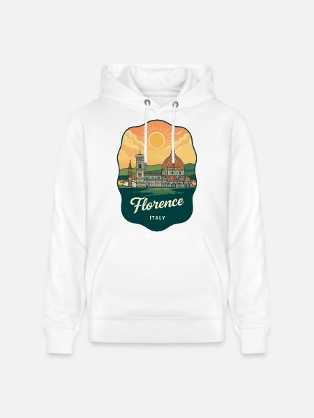 Florence Duomo Retro Sonnenuntergangs-Reiseabzeichen - Stanley/Stella Unisex Bio-Hoodie CRUISER - Weiß