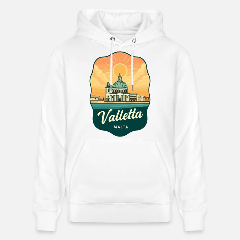 Valletta Malta Retro Sunset Reiseabzeichen - Stanley/Stella Unisex Bio-Hoodie CRUISER - Weiß