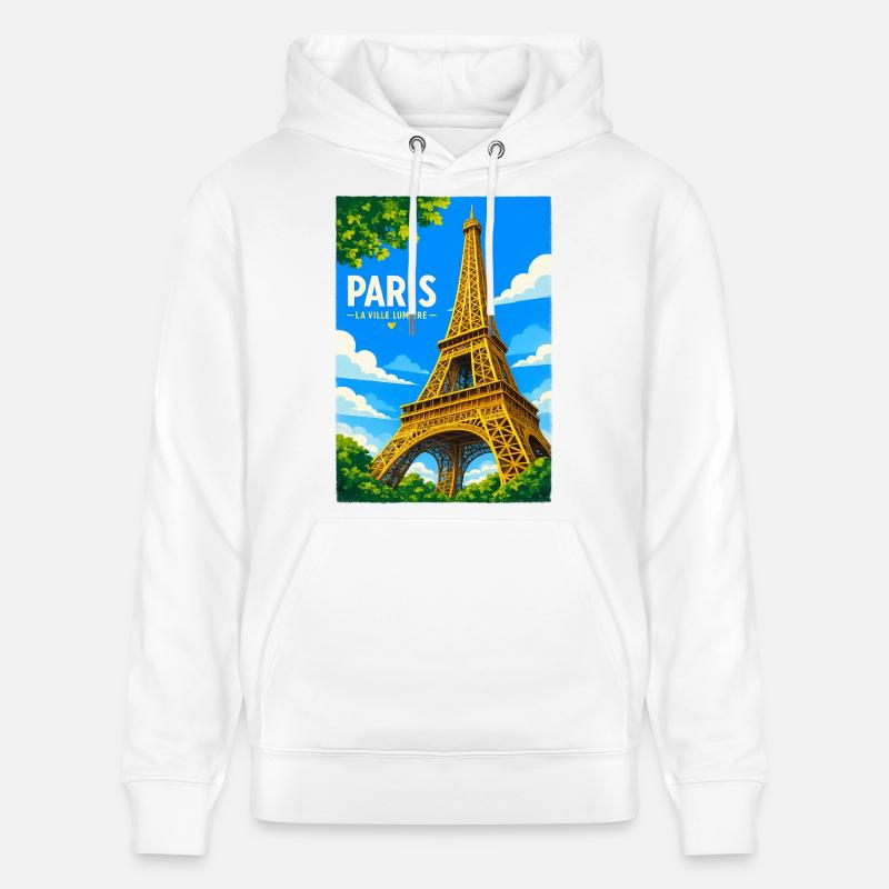 Paris Ville Lumière - Sweat à capuche bio CRUISER Stanley/Stella Unisexe - blanc