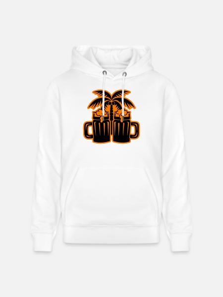 Beer Beach Palm Trees Island - Stanley/Stella CRUISER Unisex Organic Hoodie - white