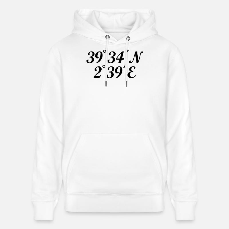Coordonnées Palma de Majorque - Sweat à capuche bio CRUISER Stanley/Stella Unisexe - blanc