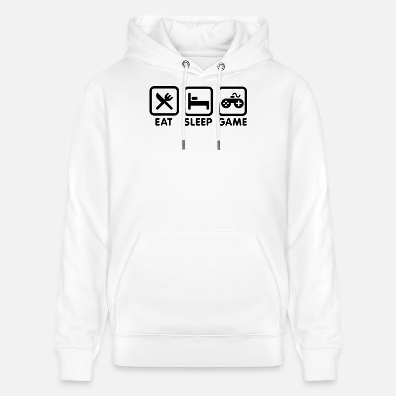 Mangez le jeu de sommeil - Sweat à capuche bio CRUISER Stanley/Stella Unisexe - blanc