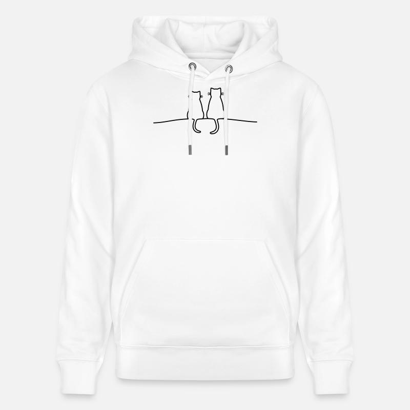 Idée cadeau couple silhouette chats - Sweat à capuche bio CRUISER Stanley/Stella Unisexe - blanc