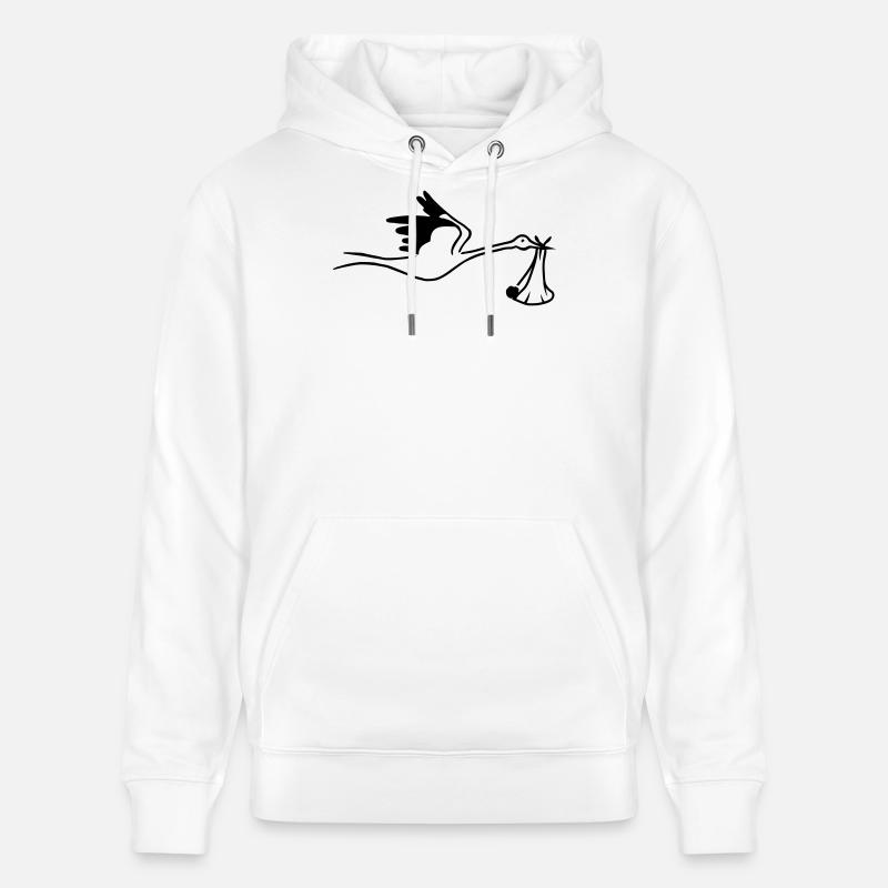 Cigogne avec bébé - Sweat à capuche bio CRUISER Stanley/Stella Unisexe - blanc