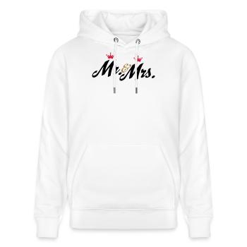 Lustige Geschenke zur Hochzeit, Mr and Mrs - Stanley/Stella Unisex Bio-Hoodie CRUISER  - Weiß - Vorne - Alina (178cm) & Michal (187cm)